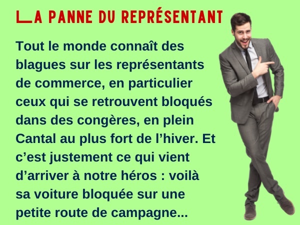 blague représentants, blague commerce, blague voitures, blague panne, blague hiver, blague neige, humour