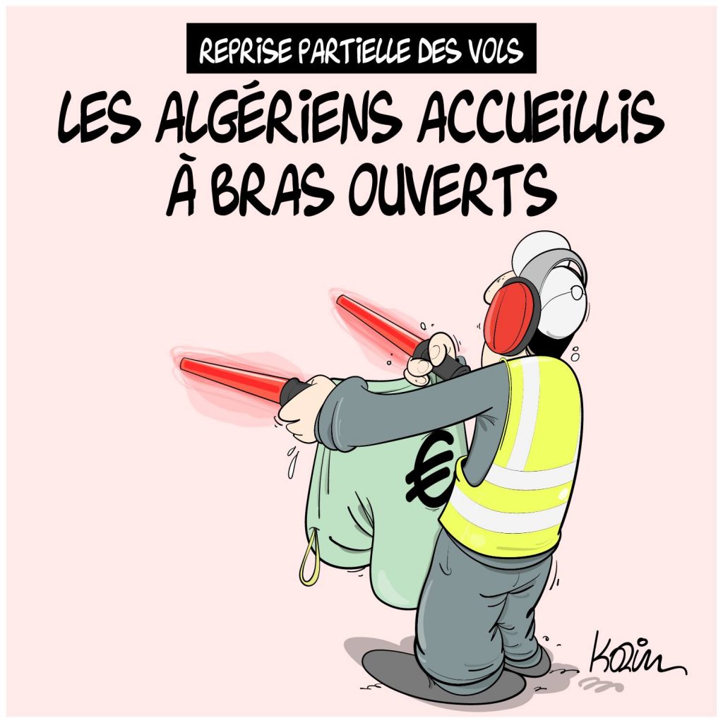 dessin presse humour coronavirus covid-19 image drôle Algérie retour ressortissants algériens