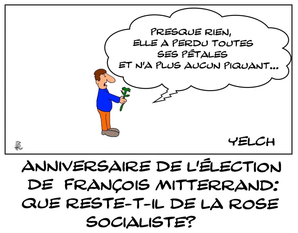 dessins humour anniversaire élection François Mitterrand image drôle rose socialiste