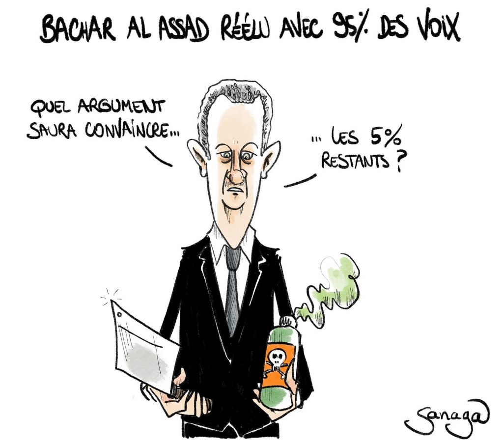 dessin presse humour Syrie Bachar al-Assad image drôle réélection présidentielle