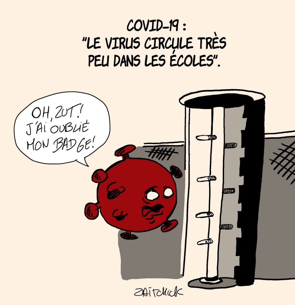 dessin presse humour coronavirus covid-19 image drôle Blanquer circulation virus écoles