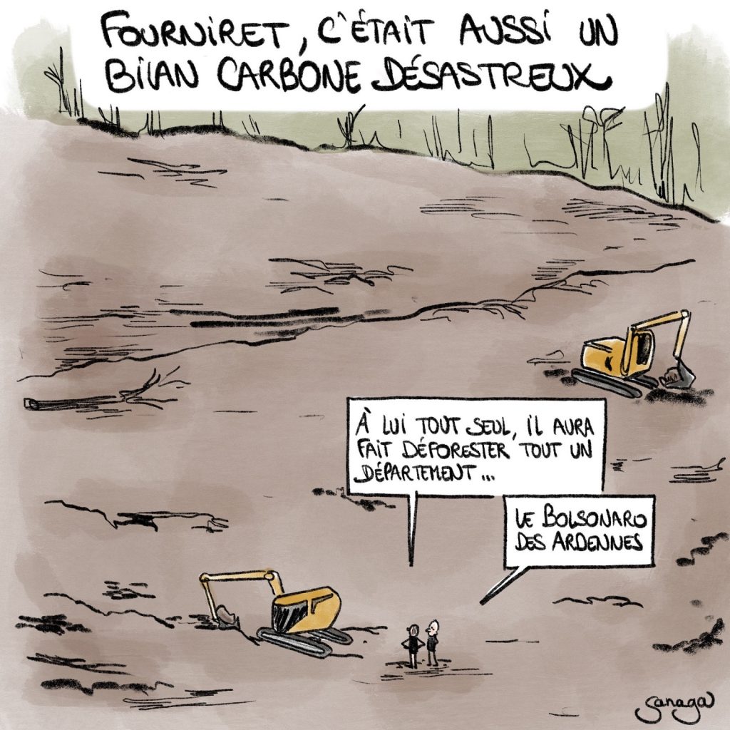 dessin presse humour décès Michel Fourniret image drôle Ogre des Ardennes déforestation