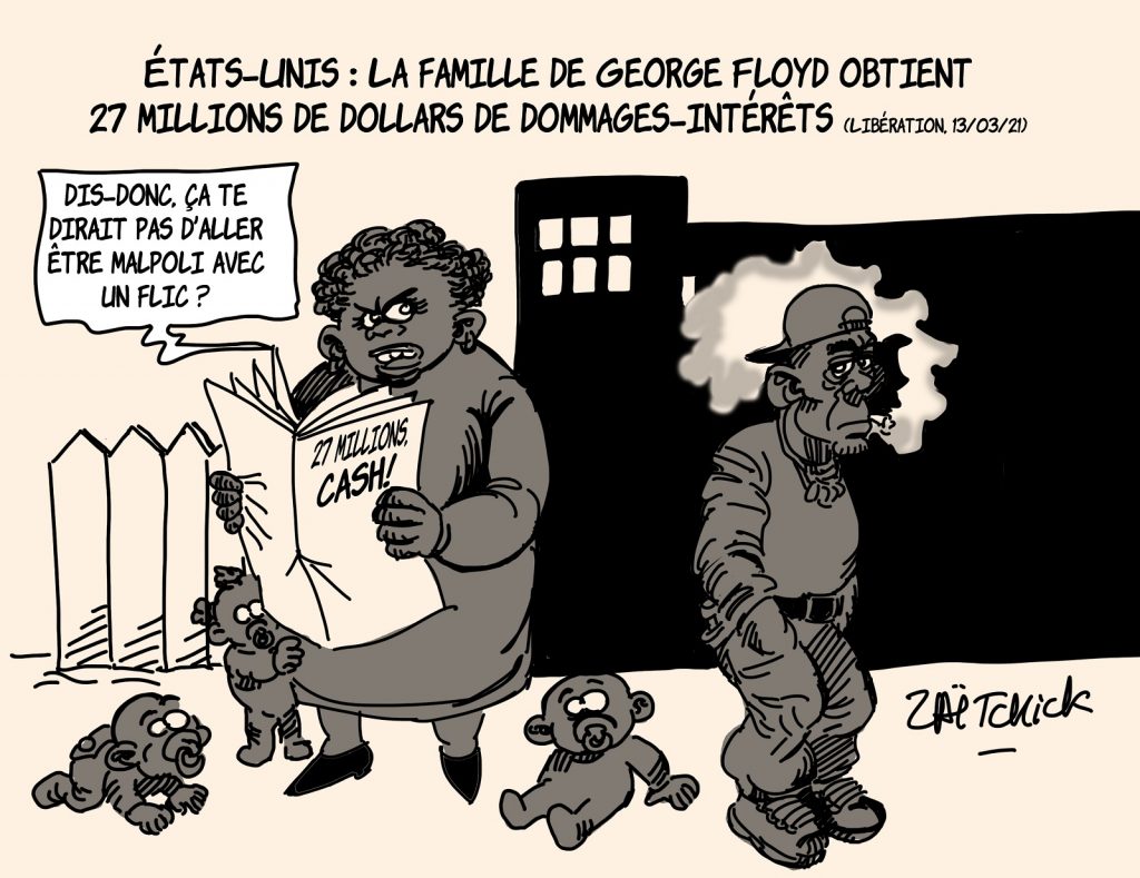 dessin presse humour États-Unis George Floyd image drôle dommages-intérêts