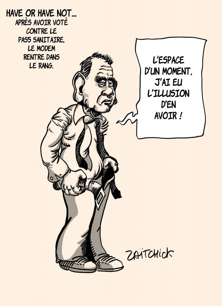 dessin presse humour pass sanitaire coronavirus image drôle François Bayrou vote Modem