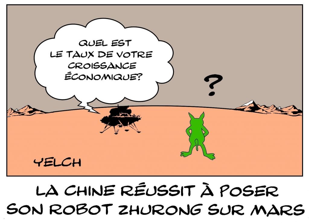 dessins humour Chine conquête spatiale image drôle Mars robot Zhurong