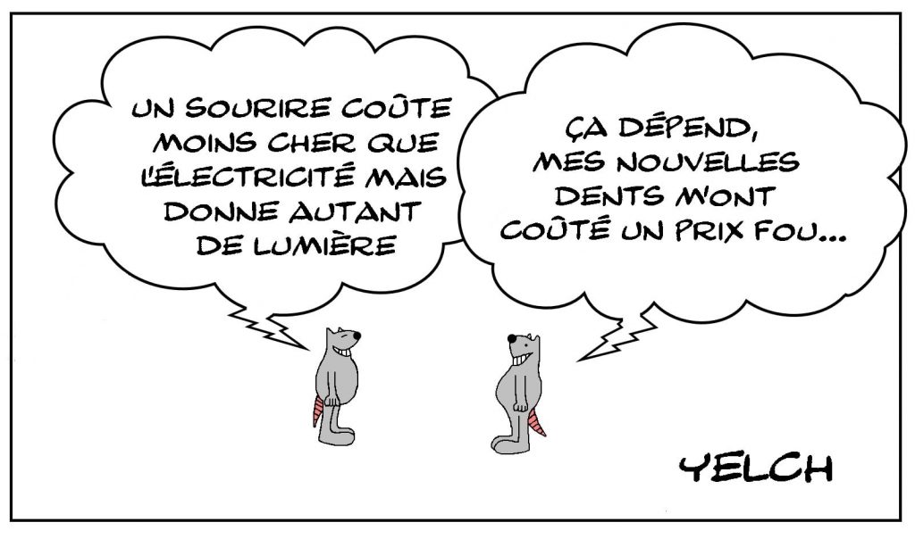 dessins humour Abbé Pierre sourire cherté électricité lumière image drôle coût dent dentiste