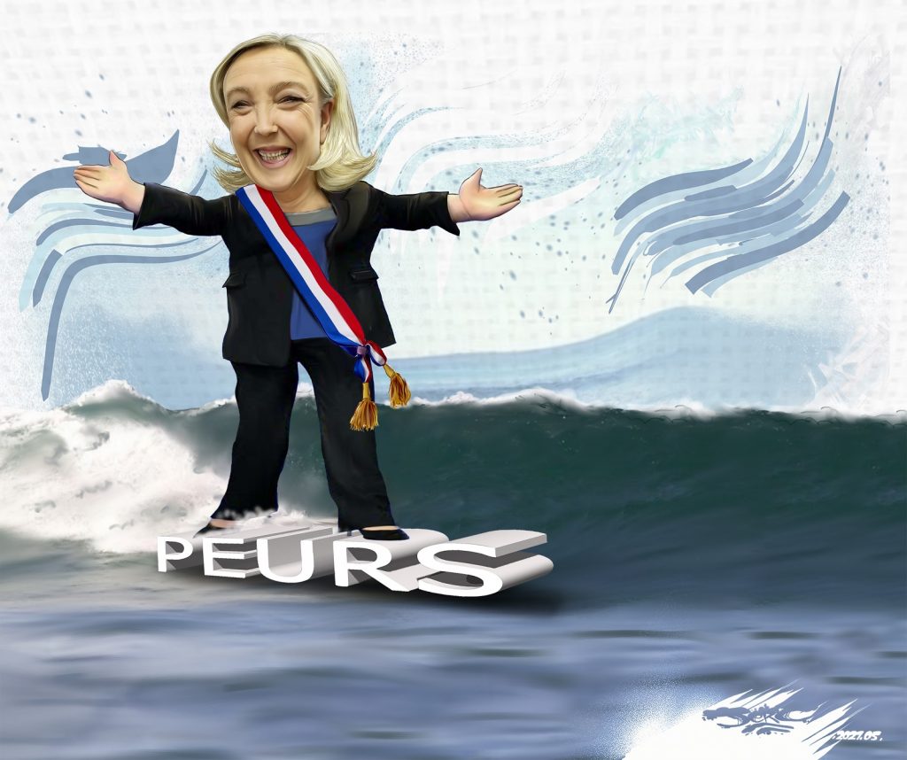 dessin presse humour Marine Le Pen Rassemblement National image drôle élection présidentielle 2022