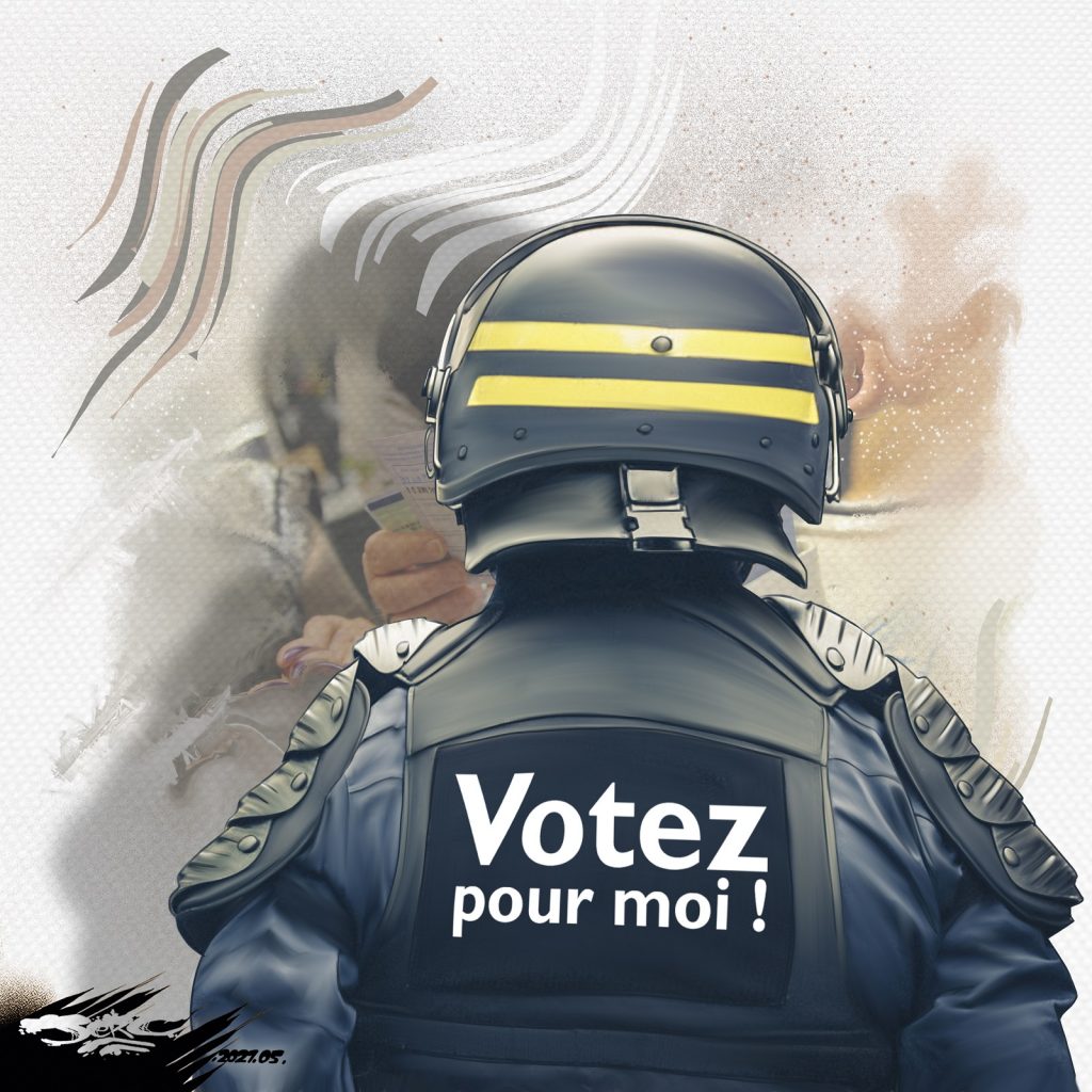 dessin presse humour campagne électorale image drôle police Marine Le Pen