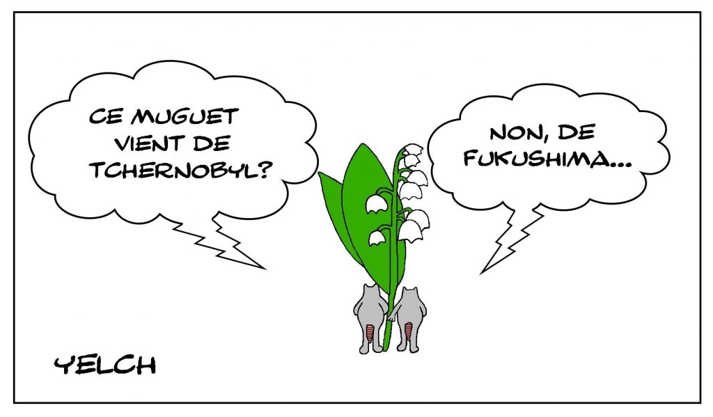 dessins humour 1er mai fête du travail image drôle muguet Tchernobyl Fukushima