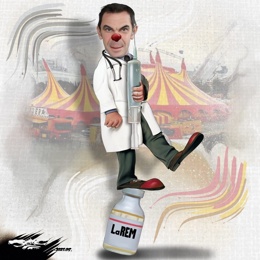 dessin presse humour Olivier Véran clown image drôle LREM coronavirus cirque