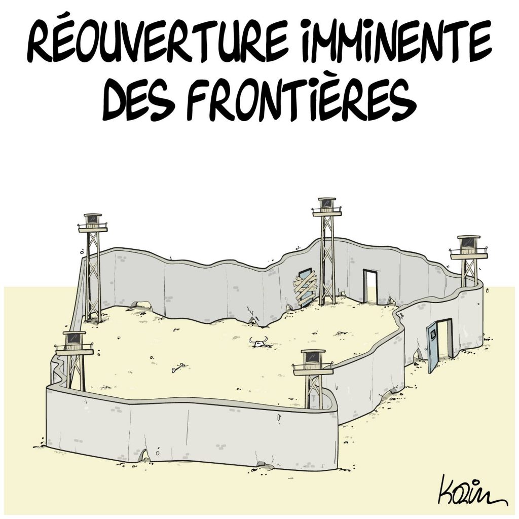 dessin presse humour coronavirus covid-19 image drôle Algérie réouverture frontières