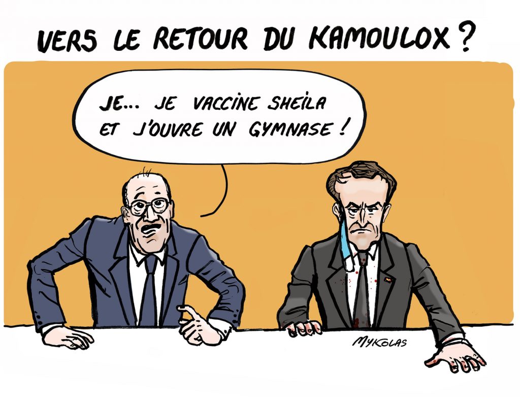 image drôle Kamoulox coronavirus dessins humour Emmanuel Macron vaccination Jean Castex