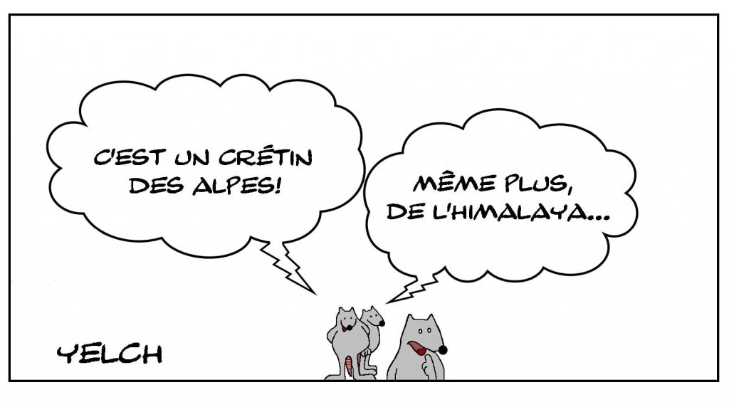 dessins humour expressions françaises image drôle crétin des Alpes