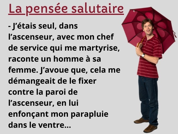 blague sur les chefs de service, blague chefs de service, blague hiérarchie, blague ascenseur, blague parapluie, blague pluie, blague mouillé, blague meurtre, blague crime, humour