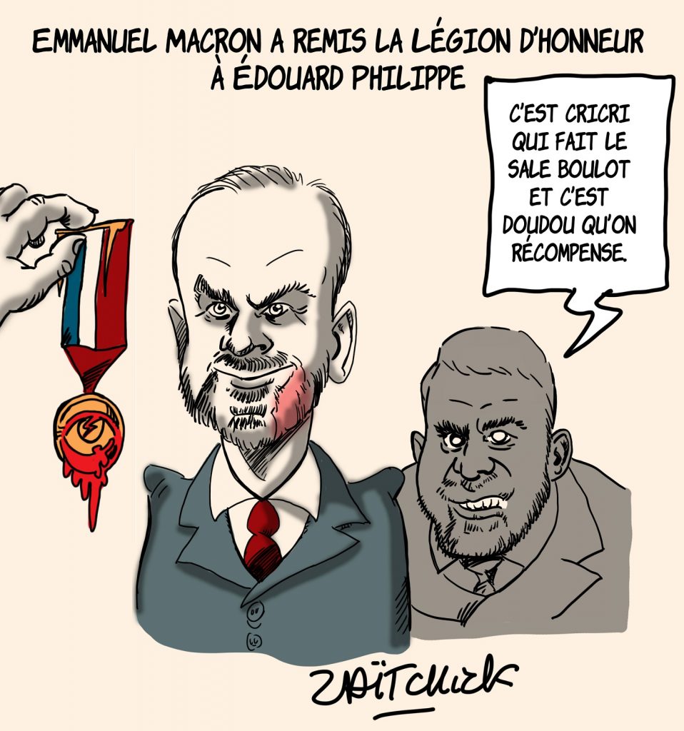 dessins humour légion d’honneur Édouard Philippe image drôle Emmanuel Macron
