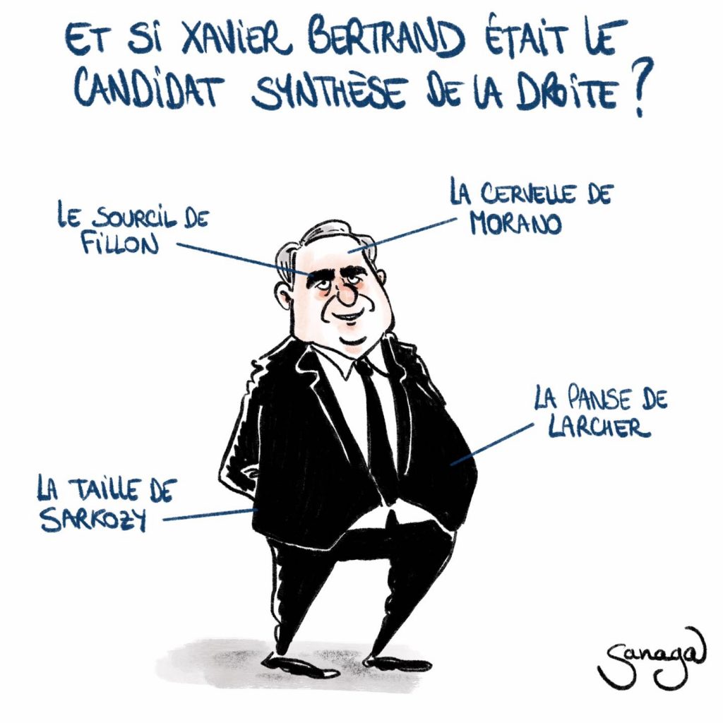dessin presse humour présidentielle Xavier Bertrand image drôle candidat droite synthèse