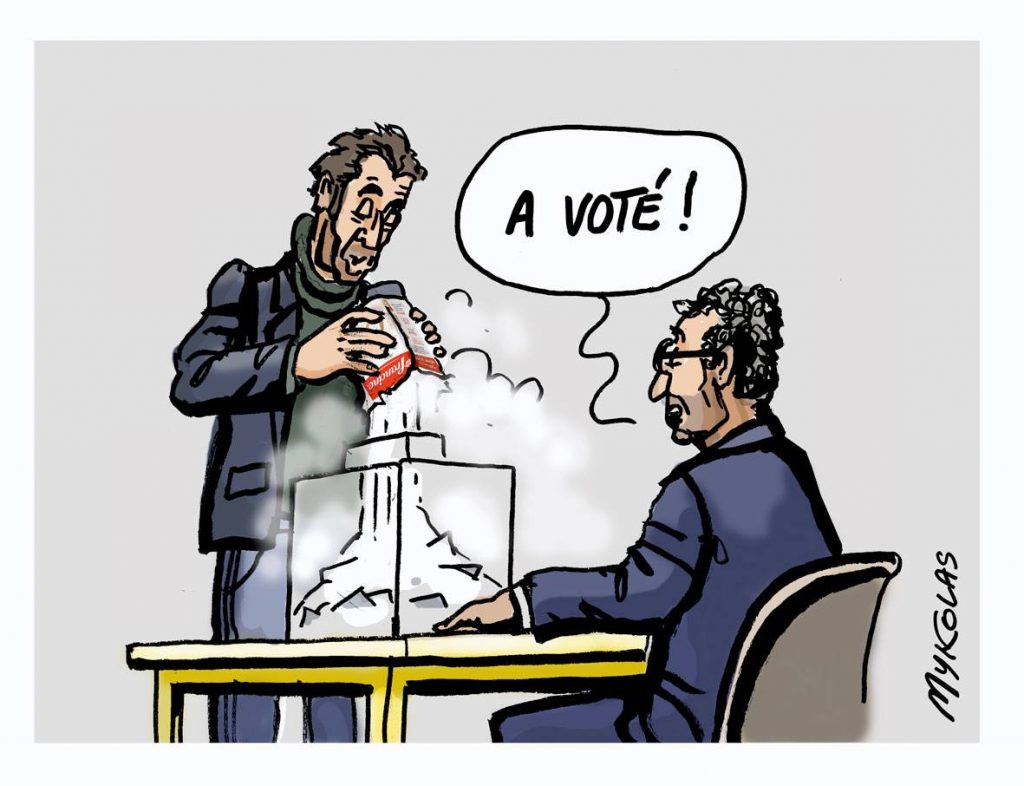 image drôle élections régionales enfarinage dessins humour vote blanc