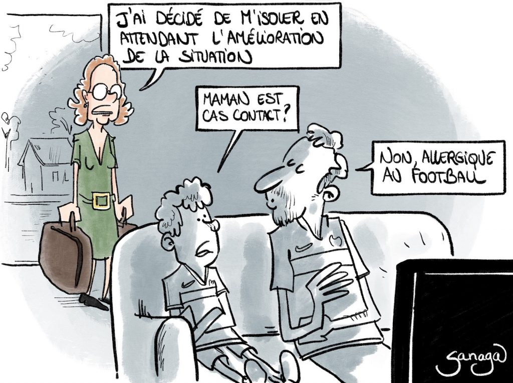 dessin presse humour euro football image drôle isolement cas contact