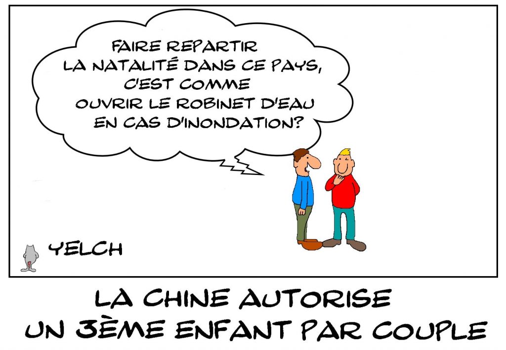 dessins humour Chine chinois image drôle autorisation enfant natalité