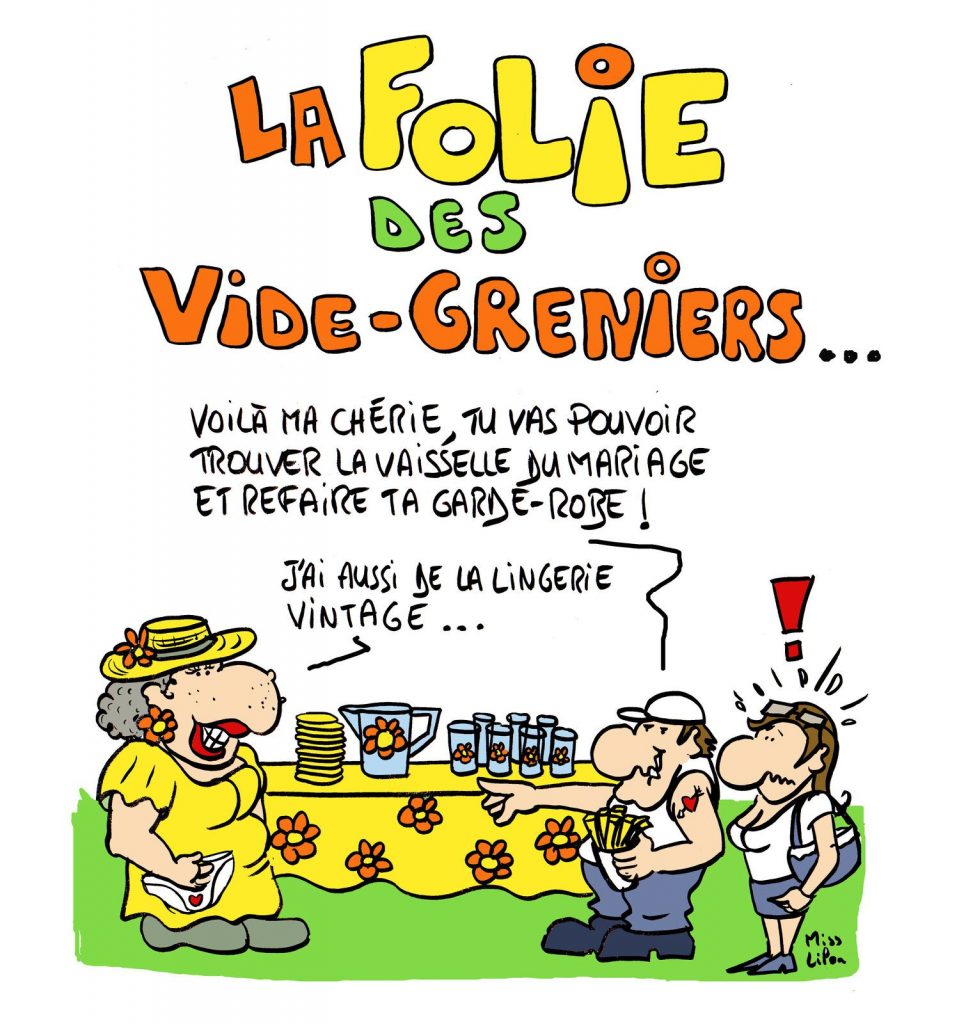 dessin presse humour folie vide-greniers image drôle brocante farfouille