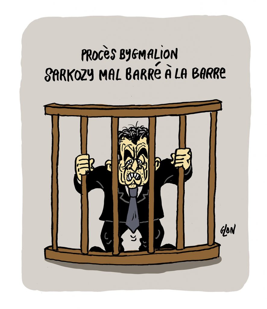 dessin presse humour Nicolas Sarkozy image drôle procès Bygmalion