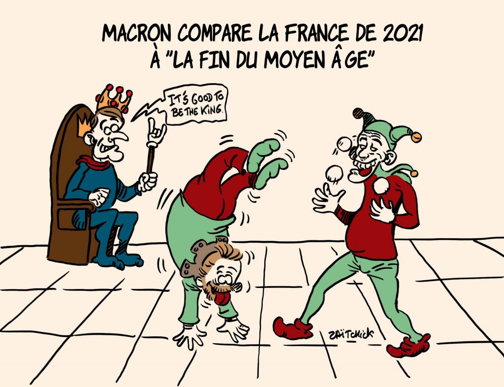 dessins humour Emmanuel Macron image drôle Moyen Âge