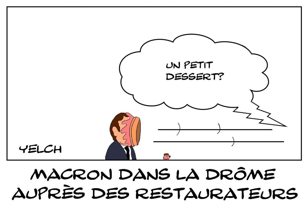 dessins humour gifle Emmanuel Macron Tain-l’Hermitage image drôle tourisme Drôme restaurateurs