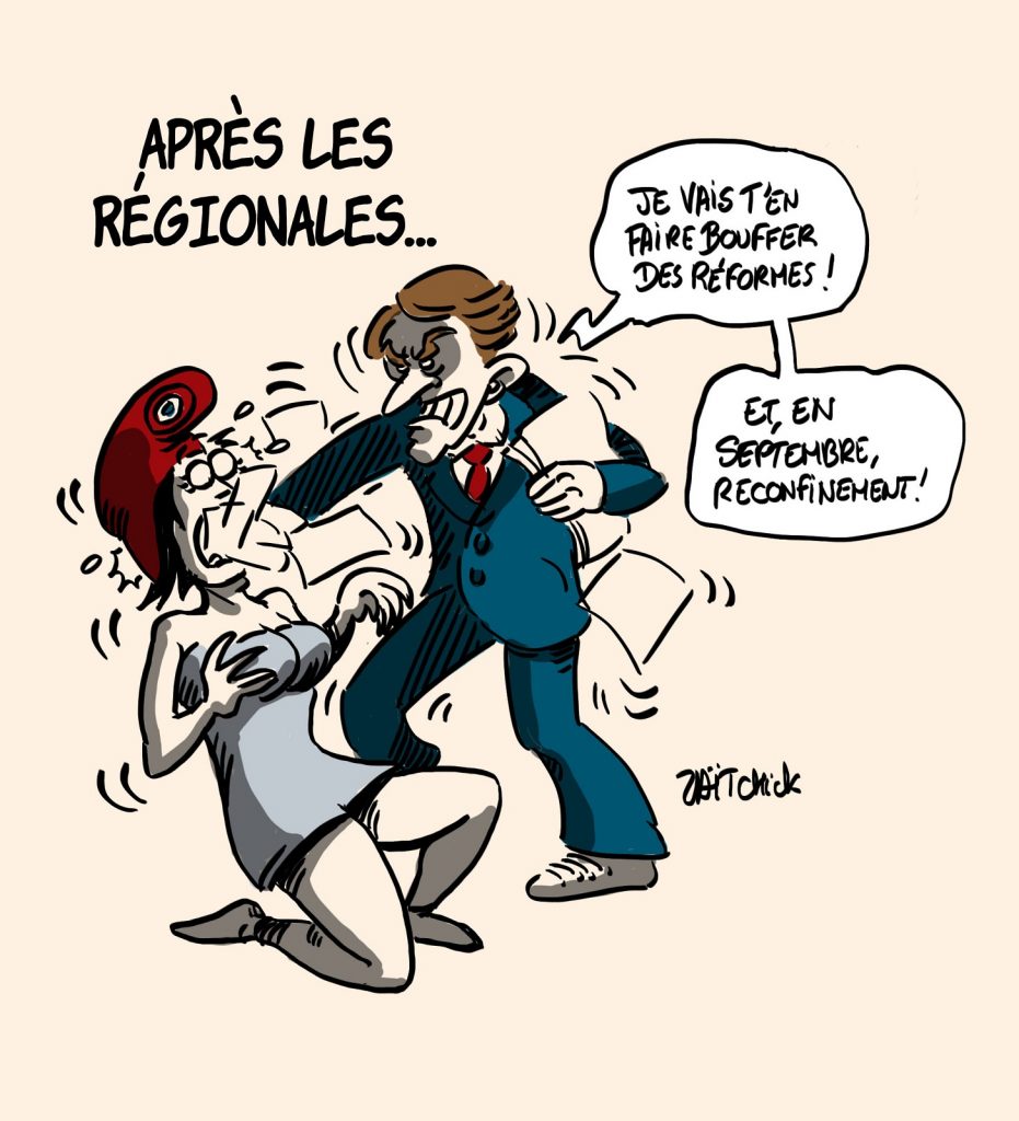 dessins humour élections régionales image drôle Emmanuel Macron réformes reconfinement