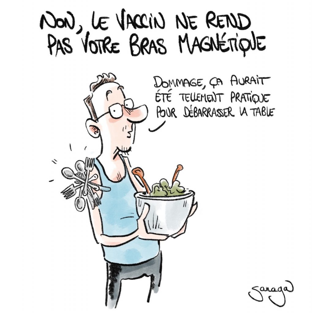 dessin presse humour coronavirus vaccin image drôle bras magnétique