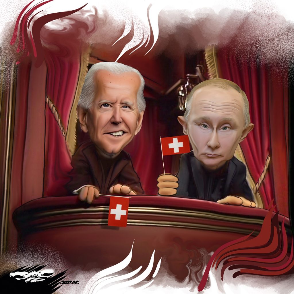 dessin presse humour Vladimir Poutine image drôle Joe Biden sommet suisse