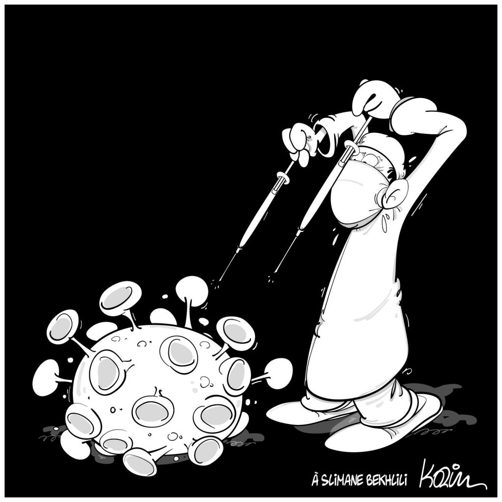dessin presse humour Algérie coronavirus image drôle décès Slimane Bekhlili
