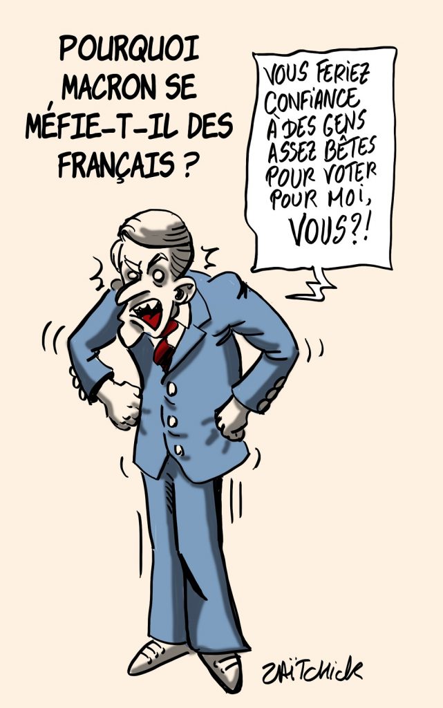 dessins humour Emmanuel Macron image drôle méfiance Français