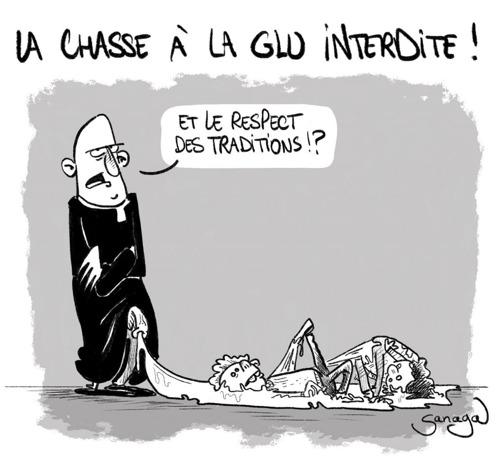 dessin presse humour interdiction chasse glu image drôle prêtres pédophiles