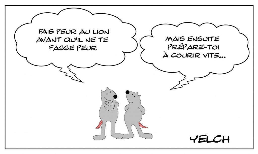 dessins humour citation Omar Ibn Al-Khattäb image drôle peur lion course