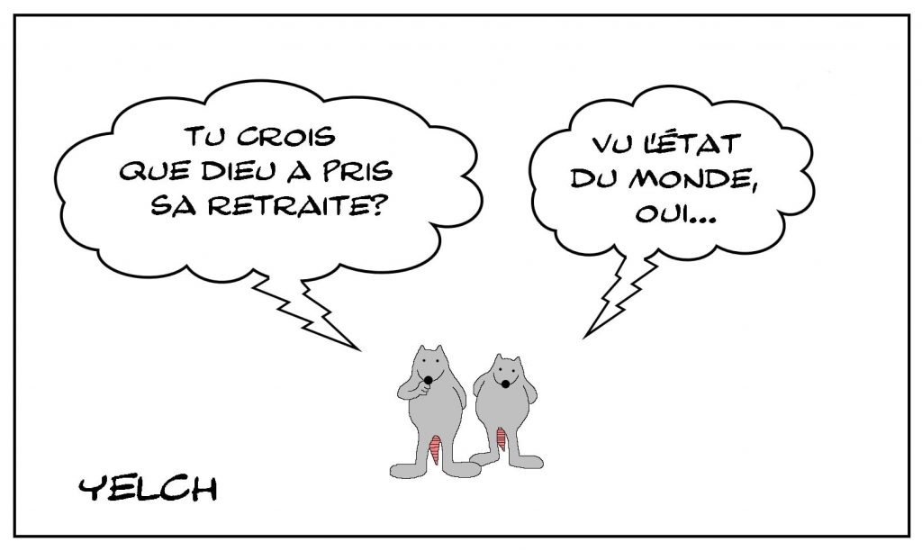 dessins humour Dieu retraite image drôle état monde