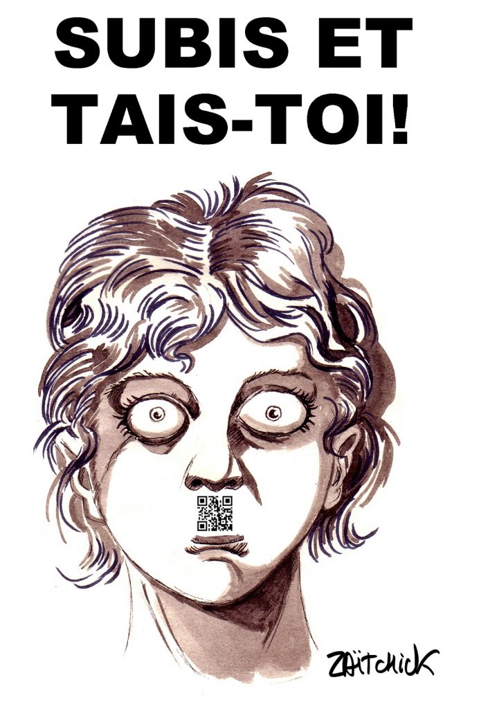dessins humour pass sanitaire coronavirus covid 19 image drôle Emmanuel Macron QR code