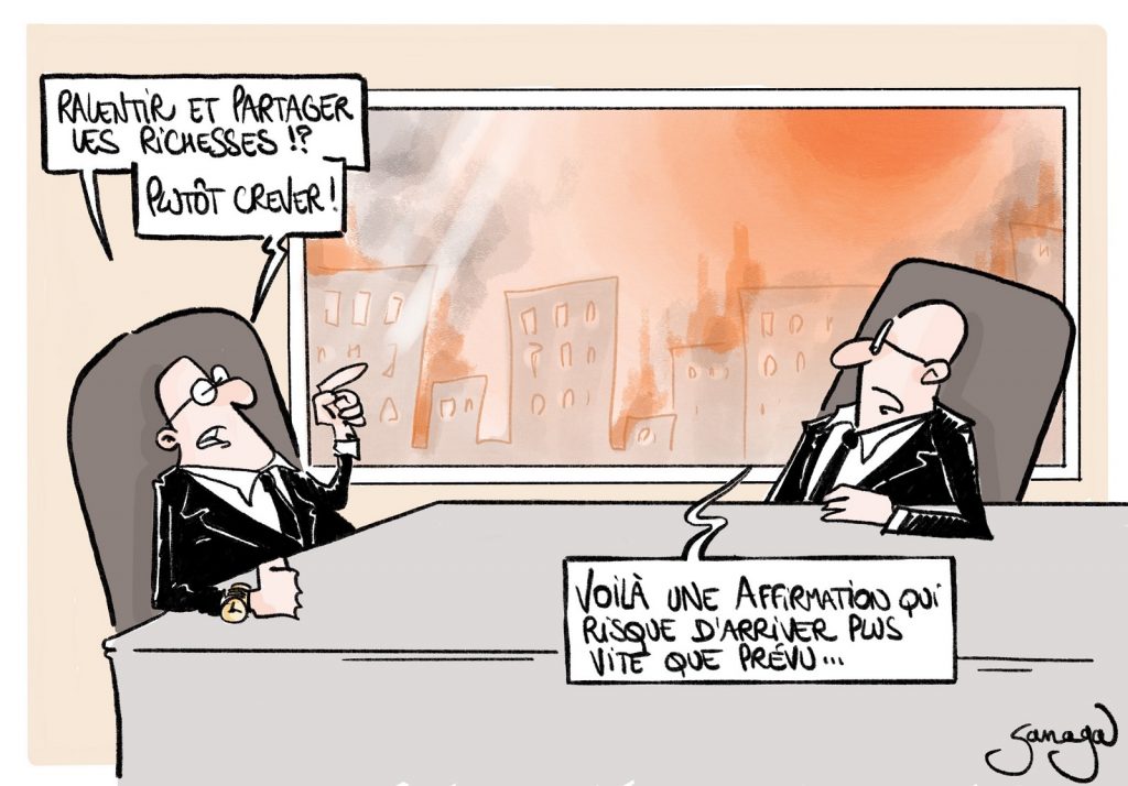 dessin presse humour partage richesse image drôle décroissance ralentissement