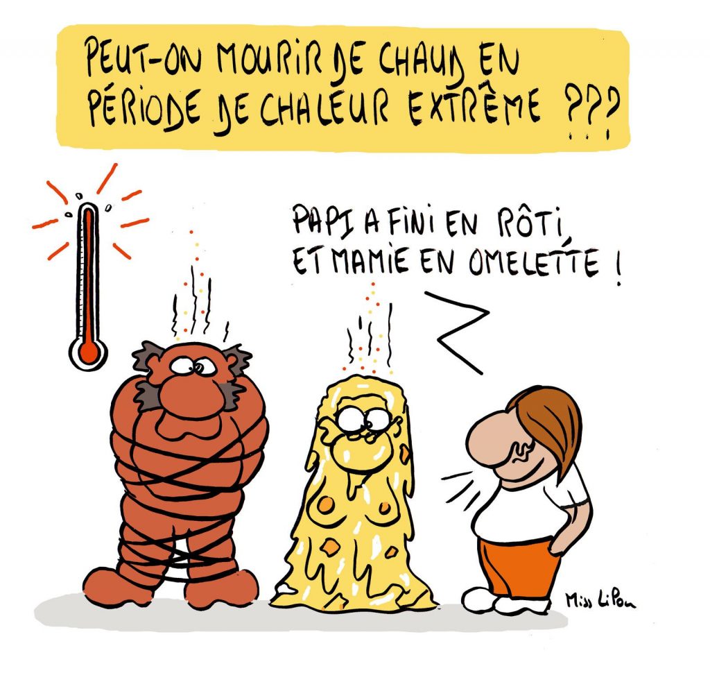 dessin presse humour chaleur extrême image drôle vague de chaleur mort