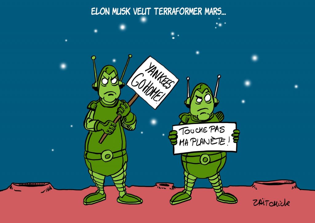 dessins humour Elon Musk image drôle terraformation Mars