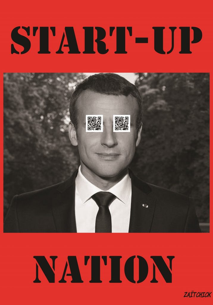 dessins humour pass sanitaire coronavirus covid 19 image drôle start-up nation Emmanuel Macron
