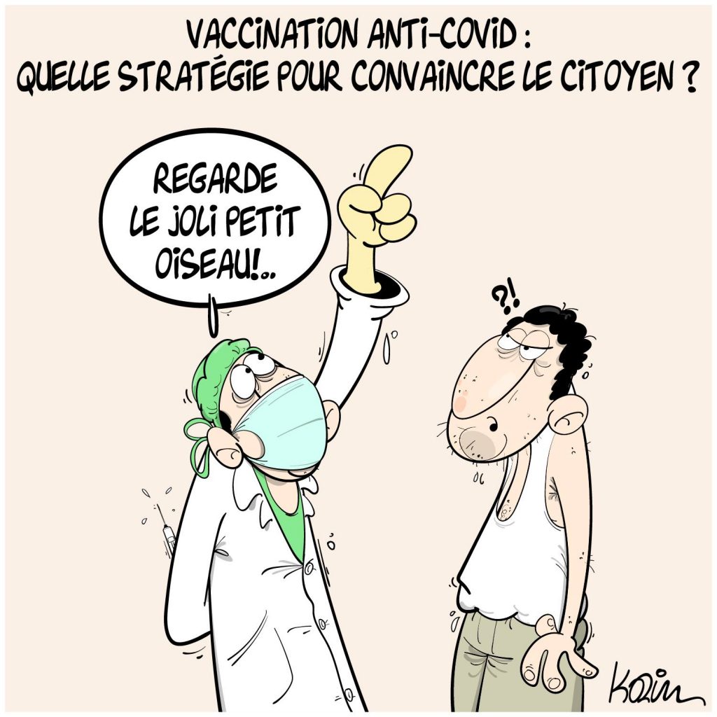 dessin presse humour Algérie coronavirus image drôle pass sanitaire obligation vaccinale