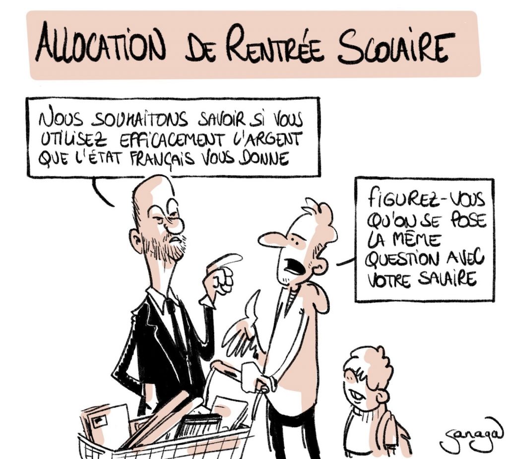 dessin presse humour allocation rentrée scolaire image drôle Jean-Michel Blanquer