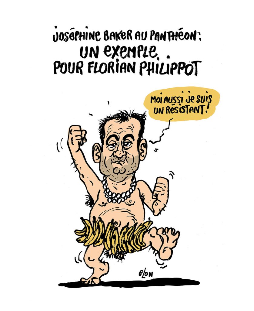 dessin presse humour Joséphine Baker Panthéon image drôle Florian Philippot résistant