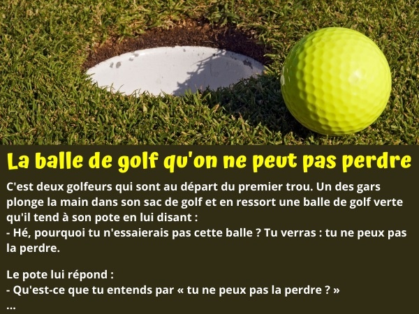 blague balle, blague golf, blague balle de golf, blague perte, blague localisation, blague golfeur, humour