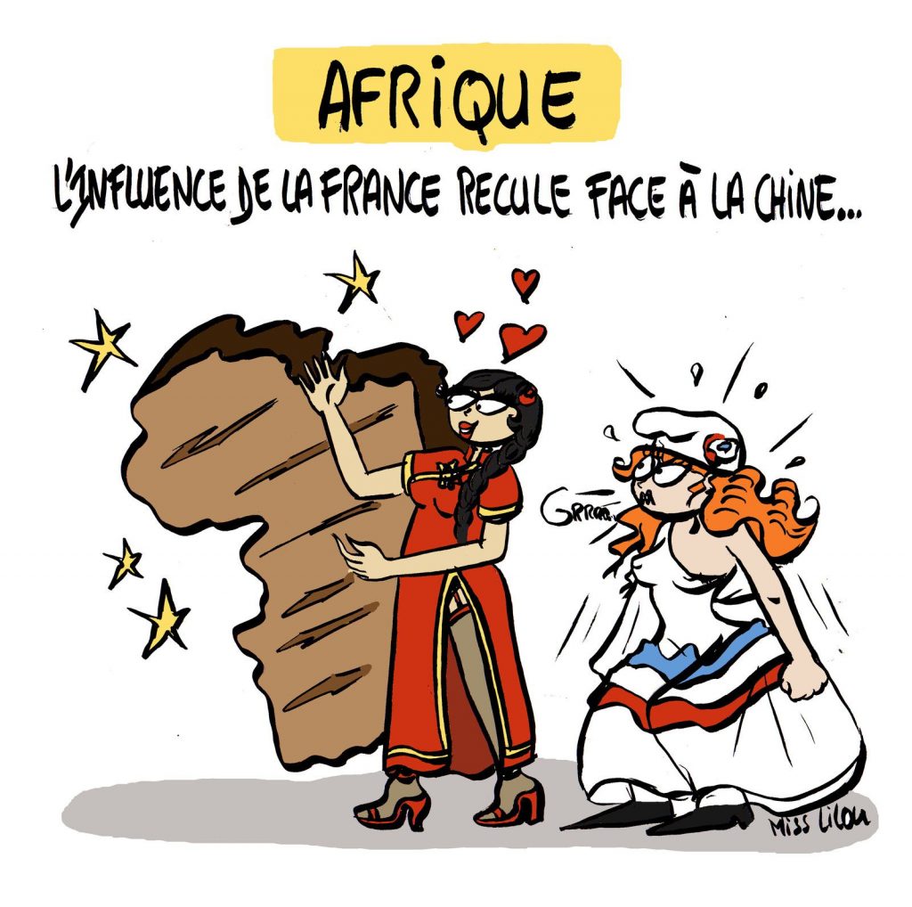 dessin presse humour Chine influence image drôle France Afrique