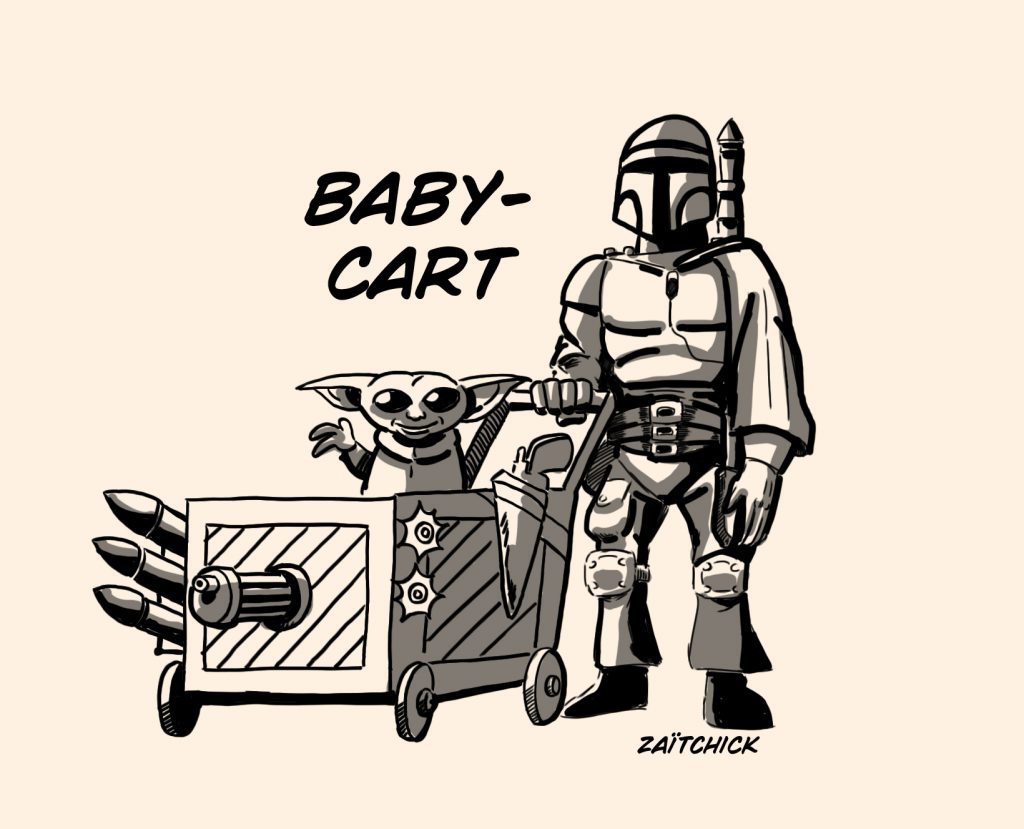 dessin presse humour baby cart image drôle Mandalorian Star Wars