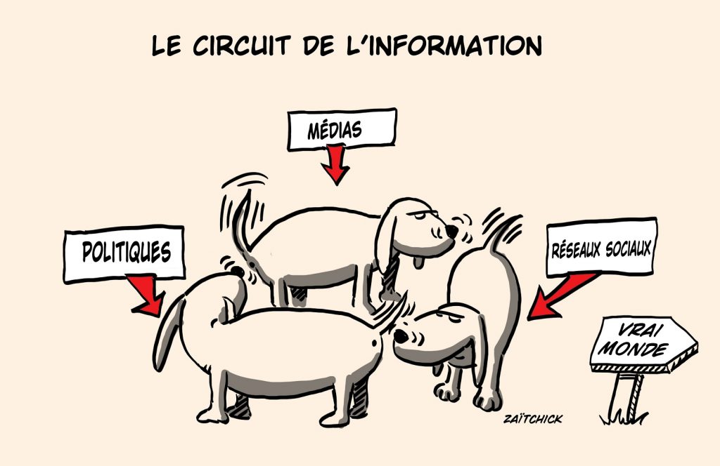 dessin presse humour circuit information politiques image drôle médias réseaux sociaux