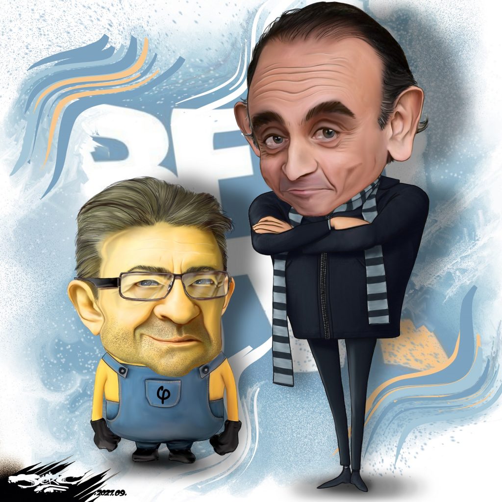 dessin presse humour Éric Zemmour débat image drôle Jean-Luc Mélenchon