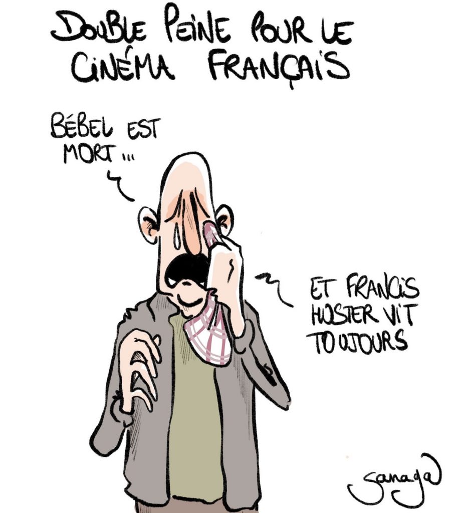 dessin presse humour mort Jean-Paul Belmondo image drôle Francis Huster