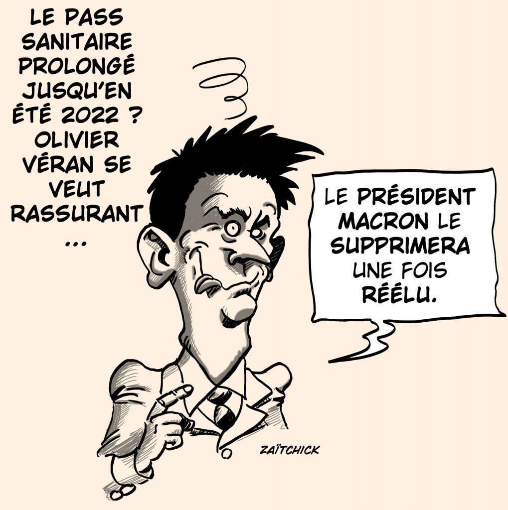 dessin presse humour Olivier Véran image drôle prolongation du pass sanitaire